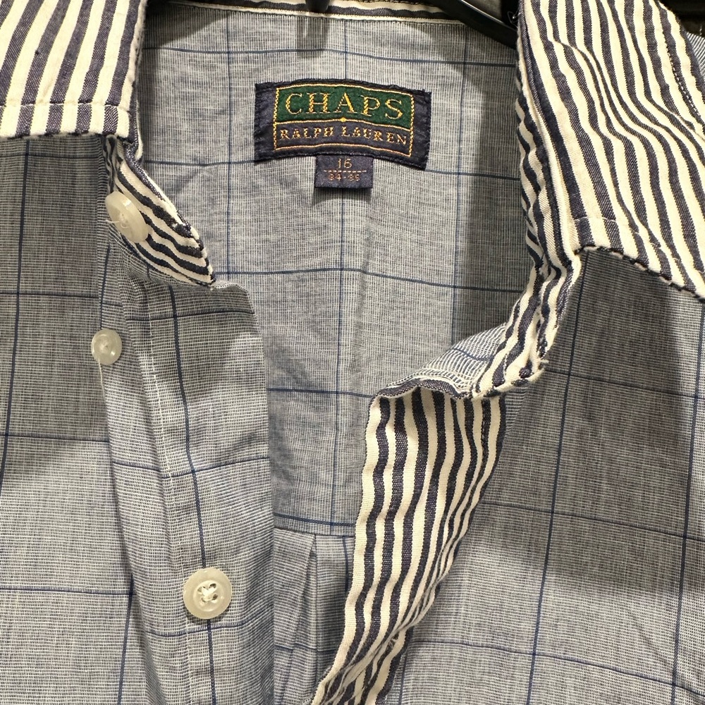 Chaps Ralph Lauren  Navy and White Check & Stripe Men's Shirt